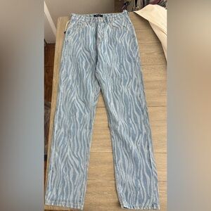 Nasty Gal Blue Zebra Print Mom Jeans US4